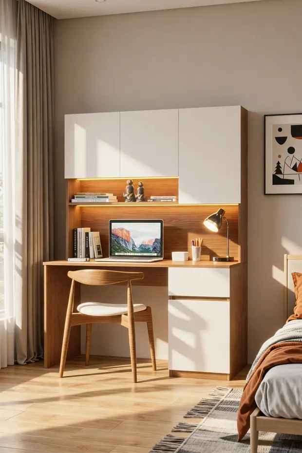 Bondy Raflı Bilgisayar Masası Çekmeceli Kitaplıklı Led Işıklı Çalışma Masası Ceviz-Beyaz Bondy Raflı Bilgisayar Masası Çekmeceli Kitaplıklı Led Işıklı Çalışma Masası Ceviz-Beyaz